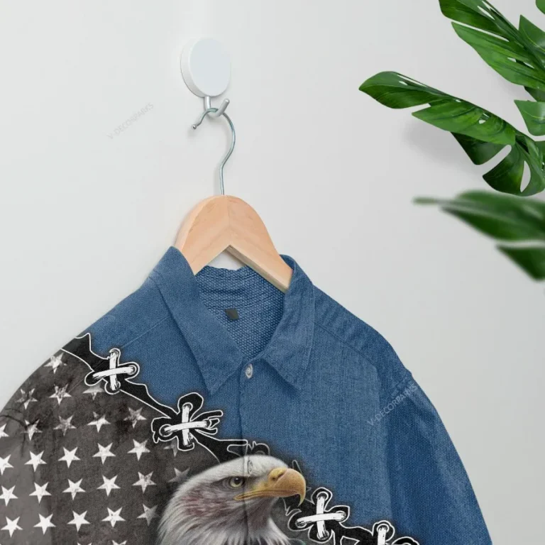 American Eagle 3d Hawaiian Shirts For Men Women, American Flag Button Down Short Sleeve Shirt, Patriotic Aloha Shirt, 4th Of July Summer Beach Shirts
