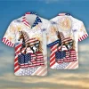 American Horse 3d Hawaiian Shirts For Men Women, Fireworks Horse Button Down Short Sleeve Shirt, Patriotic Aloha Shirt, 4th Of July Summer Beach Shirt