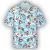 Christmas Fish Hawaiian Shirt For Men Women, Bass Fishing Summer Beach Shirt, Tropical Aloha Shirts, Fishing Lover Button Down Short Sleeve Shirt