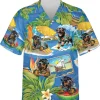 Funny Rottweiler Dog On The Beach Hawaiian Shirt, Rottweiler Tropical Beach Shirt, Hawaiian Aloha Shirt, Short Sleeve Button Down Hawaiian Shirt