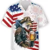 American Eagle Cowboy With Beer Hawaiian Shirts For Men Women, Patriotic Shirt, Independence Day Shirt, Eagle Summer Aloha Shirt, Button Down Shirt