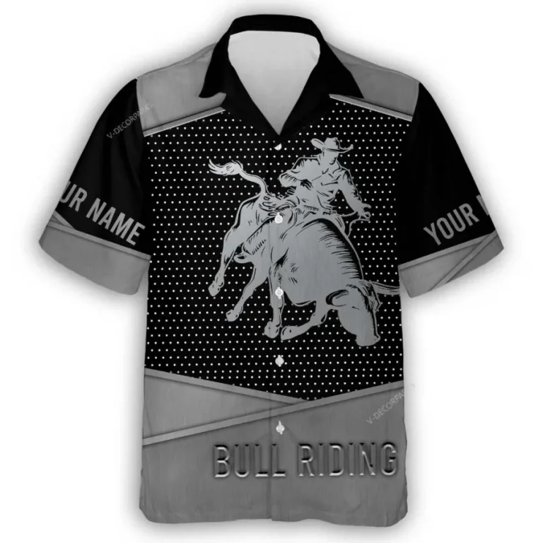 Bull Riding 3d Hawaiian Shirts For Men Women, Personalized Name Bull Riding Summer Beach Shirt, Rodeo Cowboy Button Down Short Sleeve Aloha Shirts