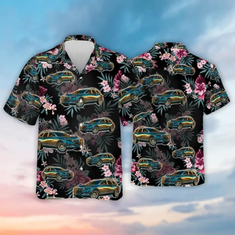 Personalized Photo Car Hawaiian Shirts For Men Women, Tropical Floral Summer Beach Shirts, Custom Aloha Shirt, Hawaiian Button Down Short Sleeve Shirt