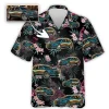 Personalized Photo Car Hawaiian Shirts For Men Women, Tropical Floral Summer Beach Shirts, Custom Aloha Shirt, Hawaiian Button Down Short Sleeve Shirt