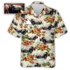 Personalized Photo Car Hawaiian Shirt For Men Women, Vintage Hibiscus Summer Beach Shirt, Custom Aloha Shirt, Hawaiian Button Down Short Sleeve Shirt