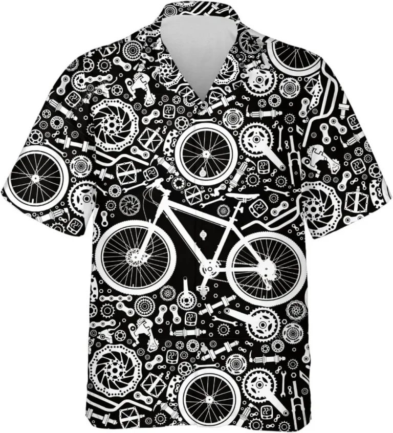 Bicycle Parts Hawaiian Shirts For Men Women, Bicycle Short Sleeve Summer Beach Summer, Bike Shirts, Vintage Hawaii Beach Shirt, Hawaiian Style Shirts