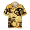 Vintage Drums Hawaiian Shirts For Men Women, Vintage Summer Beach Shirt, Musical Instrument Aloha Shirts, Drums Lovers Button Down Short Sleeve Shirts