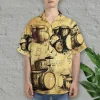 Vintage Drums Hawaiian Shirts For Men Women, Vintage Summer Beach Shirt, Musical Instrument Aloha Shirts, Drums Lovers Button Down Short Sleeve Shirts
