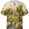 Grass Ducks Mens Hawaiian Shirt, Vintage Mallard Ducks Hawaiian Shirts, Casual Short Sleeve Button Down Hawaiian Shirts For Men, Gift For Duck Lovers