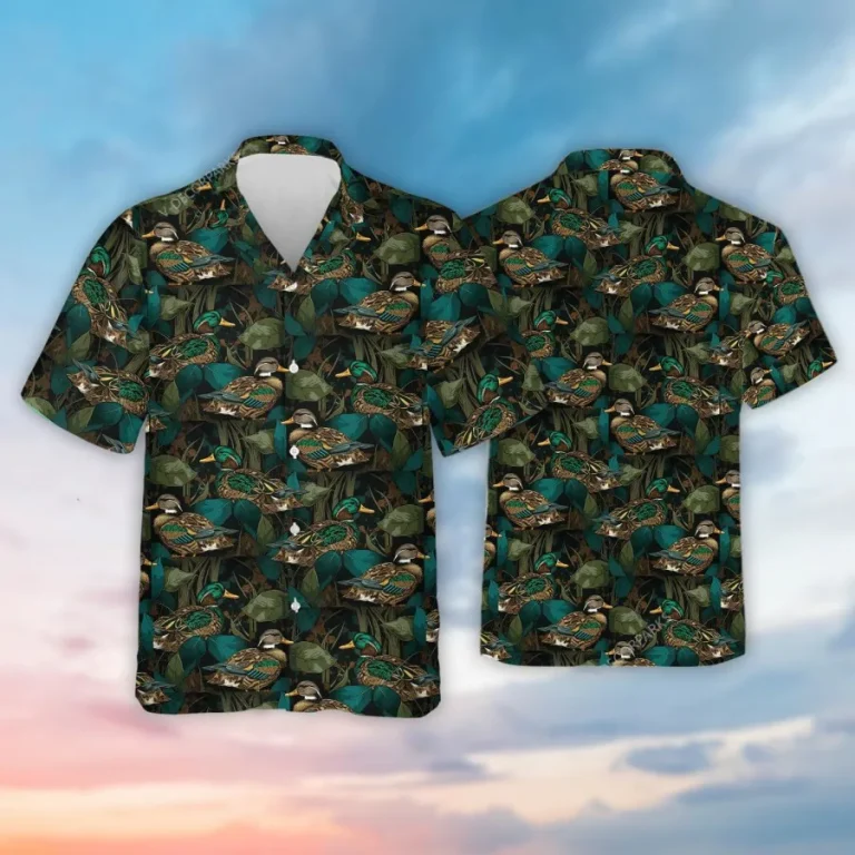 Wild Duck Button Down Hawaiian Shirt For Men Women, Birds Casual Short Sleeve Button Down Hawaiian Shirts, Vintage Hawaii Beach Shirt