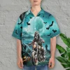 Halloween Skull Biker Hawaiian Shirts For Men, Ghost Shirt, Halloween Shirt, Motorcycle Shirts Summer Beach Shirt, Hawaiian Aloha Shirt