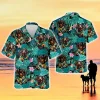 Dachshund Mens Hawaiian Shirts, Floral Dachshund Short Sleeve Button Down Shirt, Summer Beach Hawaiian Shirts For Men Pet Lovers, Gift For Dog Lovers