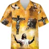 Jesus Summer Men's Hawaiian Shirts, Vintage Short Sleeve Shirt, Christian Button Down Hawaiian Shirt, Aloha Beach Shirt, Hawaiian Style Shirts