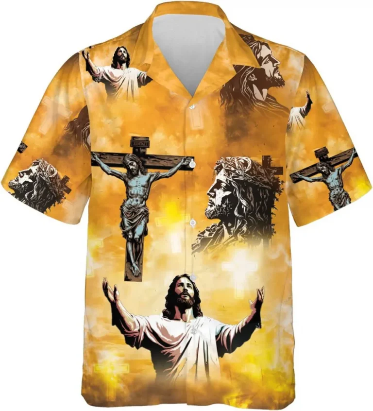 Jesus Summer Men's Hawaiian Shirts, Vintage Short Sleeve Shirt, Christian Button Down Hawaiian Shirt, Aloha Beach Shirt, Hawaiian Style Shirts