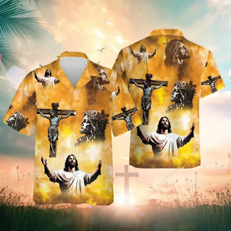 Jesus Summer Men's Hawaiian Shirts, Vintage Short Sleeve Shirt, Christian Button Down Hawaiian Shirt, Aloha Beach Shirt, Hawaiian Style Shirts