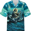 Jesus Fishinghawaiian Shirts For Men Women, Fishing Button Down Hawaiian Shirt, Short Sleeve Summer Beach Shirt, Casual Printed Aloha Shirt