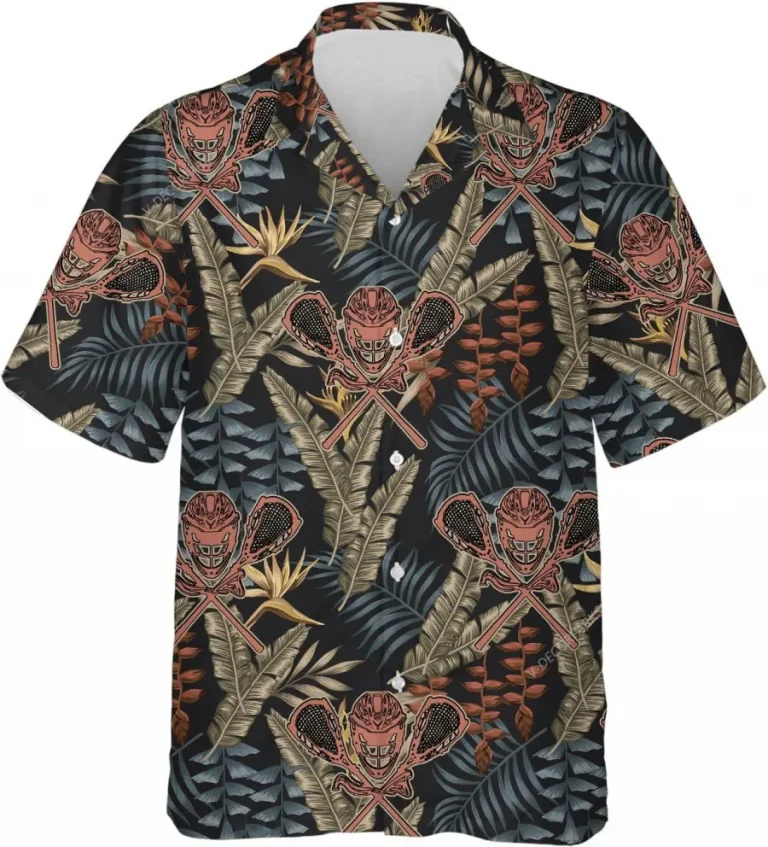 Lacrosse Tropical Pattern Hawaiian Shirt, Lacrosse Player Short Sleeve Button Down Hawaiian Shirts, Button Vintage Aloha Hawaii Shirt, Aloha Shirt