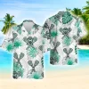 Lacrosse Hawaiian Shirts, Tropical Leaves Pattern Shirts For Lacrosse Lovers, Summer Shirts, Lacrosse Player Short Sleeve Button Down Hawaiian Shirts