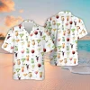 Summer Cocktail Types Men's Hawaiian Shirt, Tropical Wine Short Sleeve Button Down Hawaiian Shirts, Summer Vacation Hawaiian Shirt, Summer Aloha Shirt