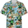 Beach Volleyball Tropical Pattern Shirt For Men Women, Volleyball Hawaiian Shirt, Tropical Summer Beach Aloha Button Down Short Sleeve Mens Hawaiian