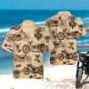 Vintage Motorcycle Hawaiian Shirt, Motorbike Pattern Hawaiian Shirt, Vintage Summer Shirts, Motorbike Short Sleeve Button Down Hawaiian Shirts For Men