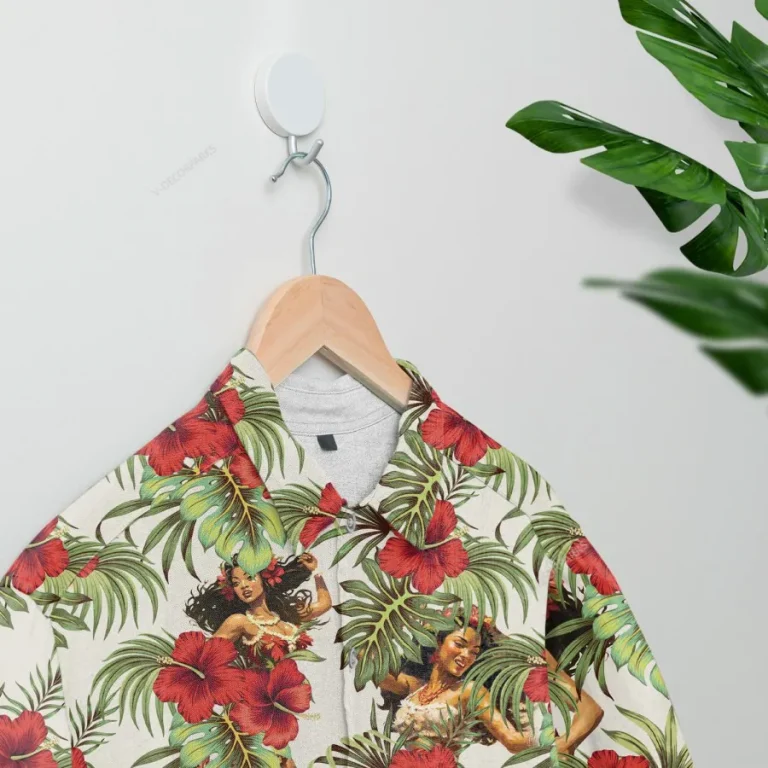 Hula Girl Dancing Hawaiian Shirt For Men Women, Tropical Hibiscus Summer Beach Shirt,hawaii Aloha Shirt,tropical Summer Button Down Short Sleeve Shirt