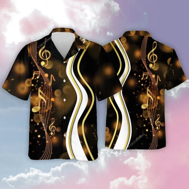 Music Notes Hawaiian Shirts For Men Women, Music Melody Aloha Shirts, Musical Summer Button Down Short Sleeve Shirt, Music Lover Summer Beach Shirts