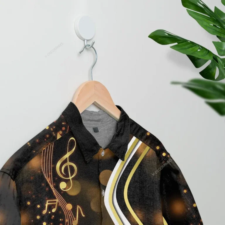 Music Notes Hawaiian Shirts For Men Women, Music Melody Aloha Shirts, Musical Summer Button Down Short Sleeve Shirt, Music Lover Summer Beach Shirts