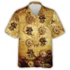 Pirate Skull Hawaiian Shirts For Men Women, 3d Pirates Style Summer Aloha Shirts, Hawaiian Summer Beach Shirts, Pirate Button Down Short Sleeve Shirt