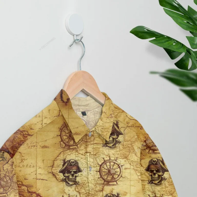 Pirate Skull Hawaiian Shirts For Men Women, 3d Pirates Style Summer Aloha Shirts, Hawaiian Summer Beach Shirts, Pirate Button Down Short Sleeve Shirt