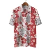 Polynesian Tiki Hawaiian Shirt For Men Women, Tiki Hawaiian Summer Beach Shirt, Tropical Hibiscus Aloha Shirt, Tiki Button Down Short Sleeve Shirts