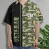Us Veteran Hawaiian Shirts For Men Women, Camo Pattern Summer Beach Shirt, Veteran Aloha Shirts, Usa Military Button Down Short Sleeve Hawaiian Shirts