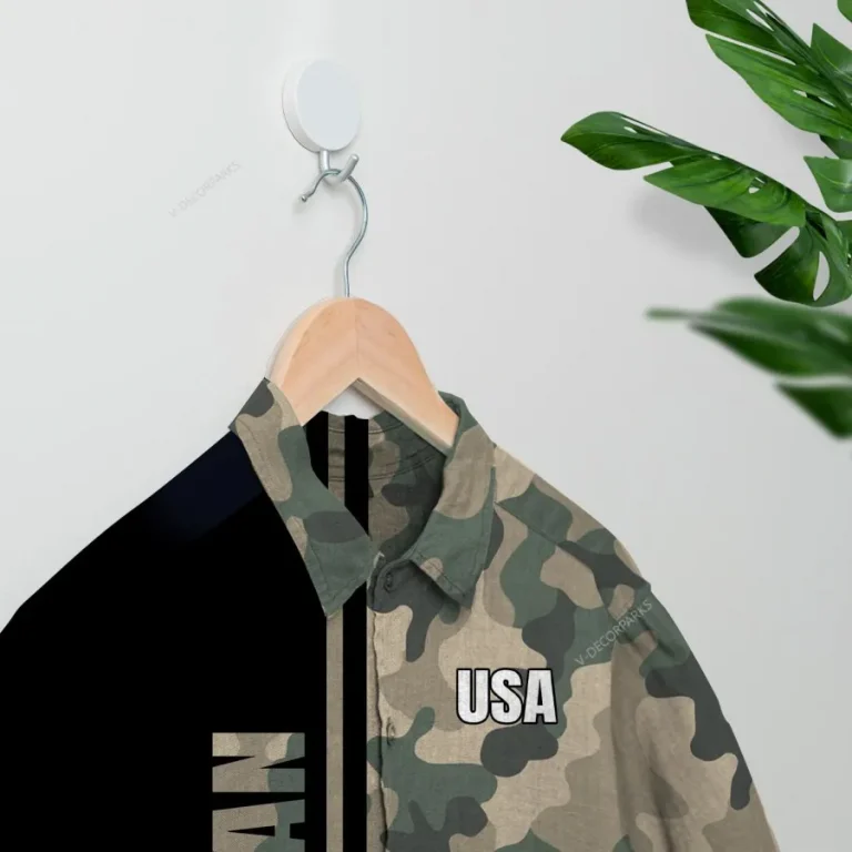 Us Veteran Hawaiian Shirts For Men Women, Camo Pattern Summer Beach Shirt, Veteran Aloha Shirts, Usa Soldiers Button Down Short Sleeve Shirts