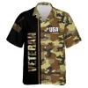 Usa Veteran Hawaiian Shirts For Men Women, Veteran Summer Beach Shirt, Hawaii Camo Pattern Aloha Shirts, Usa Soldiers Button Down Short Sleeve Shirts