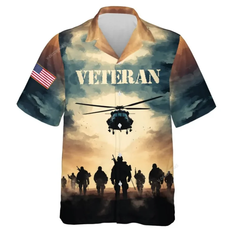 Veteran Hawaiian Shirts For Men Women, Veteran Summer Beach Shirts, Hawaii Us Army Aloha Shirts, Patriotic Button Down Short Sleeve Hawaiian Shirts