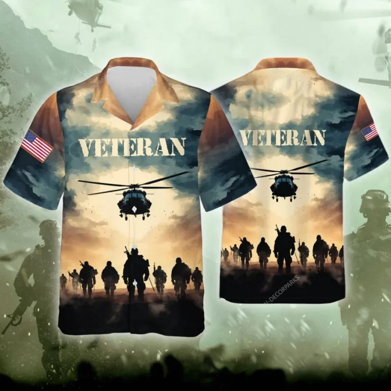 Veteran Hawaiian Shirts For Men Women, Veteran Summer Beach Shirts, Hawaii Us Army Aloha Shirts, Patriotic Button Down Short Sleeve Hawaiian Shirts