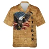Veteran Hawaiian Shirts For Men Women, American Eagle Summer Beach Shirts, Veteran Aloha Shirts, Patriotic Button Down Short Sleeve Hawaiian Shirts