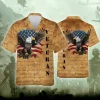 Veteran Hawaiian Shirts For Men Women, American Eagle Summer Beach Shirts, Veteran Aloha Shirts, Patriotic Button Down Short Sleeve Hawaiian Shirts