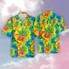 Weed Leaf Tie Dye Hawaiian Shirts For Men Women, 3d Marijuana Aloha Shirts, Colorful Summer Beach Shirts, Hawaiian Short Sleeve Button Down Shirts