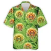 Marijuana Hawaiian Shirts For Men Women, 3d Weed Leaf Shirts Aloha Shirt, Sunflower Hippie Summer Beach Shirt, Hawaiian Short Sleeve Button Down Shirt