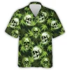 Sugar Skull Hawaiian Shirts For Men Women, 3d Weed Leaves Shirts Aloha Shirt, Cannabis Summer Beach Shirt, Hawaiian Short Sleeve Button Down Shirts