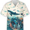 Whale And Underwater World Hawaiian Shirts For Men Women, Ocean Summer Beach Shirt, Hawaiian Aloha Shirt, Summer Vacation Hawaiian Shirt