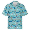 Blue Whale Hawaiian Shirt For Men Women, Sea Animals Aloha Shirts, Tropical Summer Beach Shirts, Marine Life Button Down Short Sleeve Hawaiian Shirts