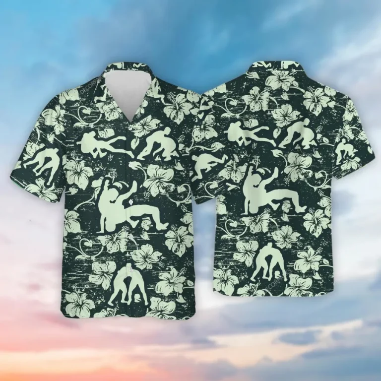 Wrestler Hawaiian Shirts For Men Women, Lucha Libre Wrestling Aloha Shirts, Vintage Hibiscus Summer Beach Shirt, Sport Button Down Short Sleeve Shirt