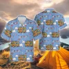 Comical Camping Unisex Hawaiian Shirts, Camping Vans Aloha Beach Shirt, Camping Button Down Short Sleeve Shirts For Men Women