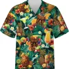 Tiki Bar Tropical Pattern Hawaiian Shirts Short Sleeves, Tiki Cocktails Button Down Mens Hawaiian Shirts, Tropical Beach Shirt, Summer Aloha Shirt