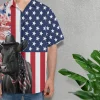 American Black Cow And Hibiscus Flower Hawaiian Shirts For Men, American Cow Button Down Short Sleeve Shirt, Aloha Hibiscus Flower Summer Beach Shirt