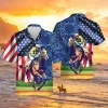 Horse Racing American Flag Hawaiian Shirts, Horse Shirt, Horse Gift, Horse Racing Casual Button Down Short Sleeve Hawaiian Shirt, Summer Aloha Shirt