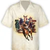 Horse Racing Hawaiian Shirts For Men, Horses Mens Button Down Short Sleeve Shirt, Button Vintage Aloha Hawaii Shirt, Hawaiian Style Shirt, Horse Shirt