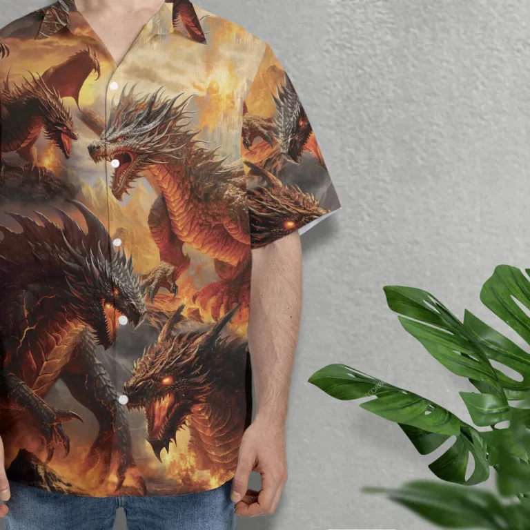 Legendary Dragon Hawaiian Shirts For Men Women, Mythical Dragon Button Down Short Sleeve Shirts, Mysterious Creatures Summer Beach Shirt